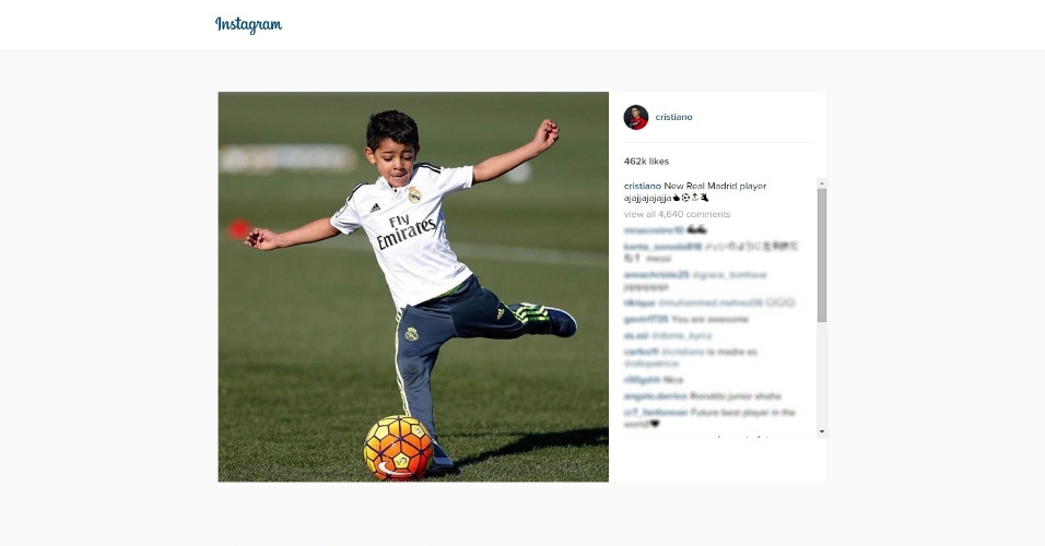Cristianinho, filho de Cristiano Ronaldo, brinca em treino do Real Madrid
