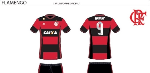 Detalhe da logomarca da MRV no uniforme principal do Flamengo - Reprodução/ Twitter