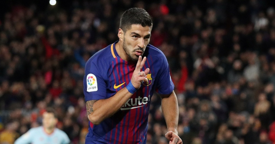 Suárez anotou o quarto gol do Barcelona contra o Celta 