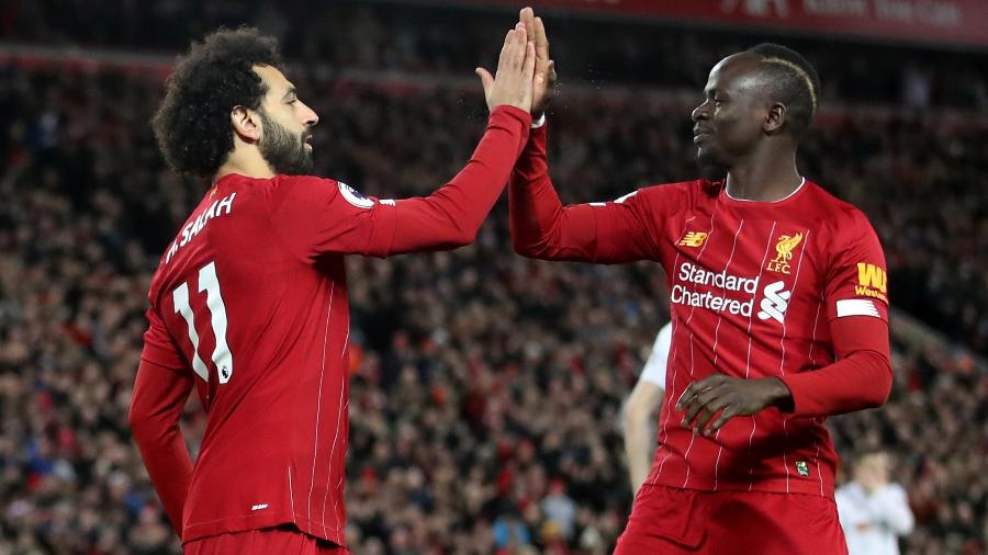 Mohamed Salah e Sadio Mané comemoram gol do Liverpool - Carl Recine/Action Images via Reuters