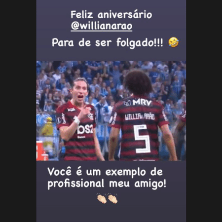 Filipe Luís manda parabéns inusitado a Willian Arão - Reprodução/Instagram