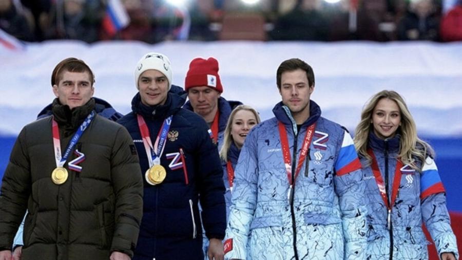 Evento de apoio de olímpicos a Vladimir Putin - Reprodução