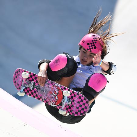 Arisa Trew na final do skate park nas Olimpíadas