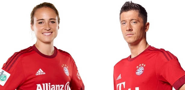 Gina e Robert Lewandowski, defensora e atacante do Bayern de Munique, respectivamente - Reprodução/Bayern de Munique