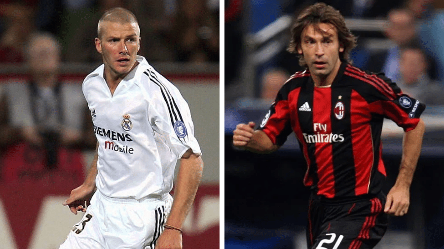 David Beckham e Andrea Pirlo: mestres da bola parada e dos lançamentos - Divulgação