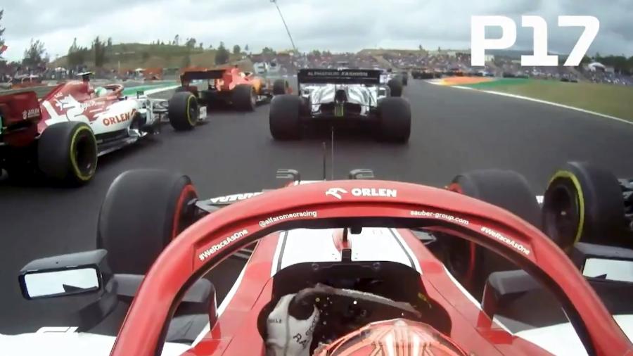 Imagem do carro de Kimi Raikkonen mostra largada espetacular do piloto no GP de Portugal - Reprodução/Twitter/F1