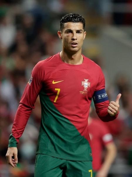 Cristiano Ronaldo em ação por Portugal durante partida contra a Espanha em partida da Liga das Nações - David S. Bustamante/Soccrates/Getty Images