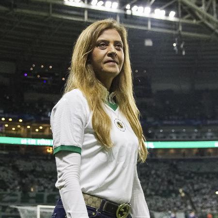 Leila Pereira, presidente do Palmeiras, na semifinal do Paulistão, contra o Novorizontino