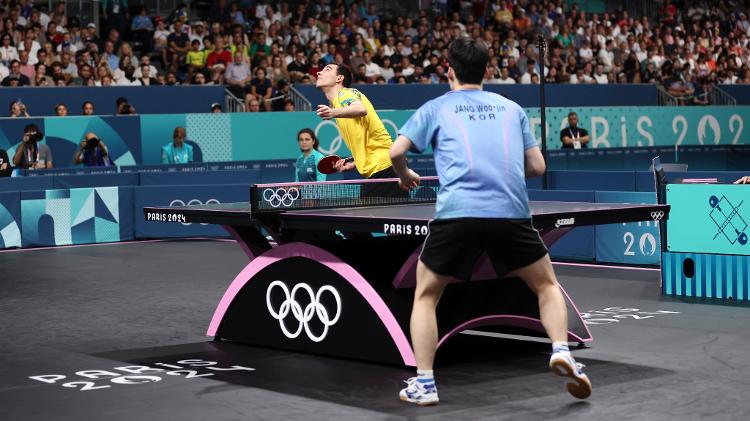 Hugo Calderano enfrenta Won Jin Kim nas quartas de final do tênis de mesa nas Olimpíadas de Paris 2024