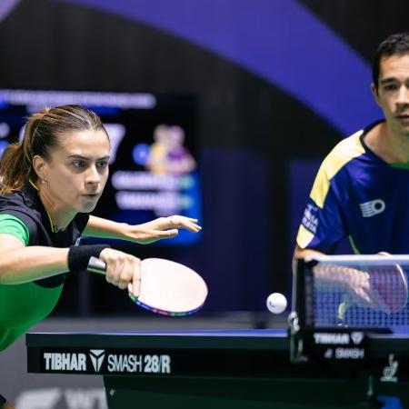 Bruna Takahashi e Hugo Calderano no Pan-Americano de Tênis de Mesa