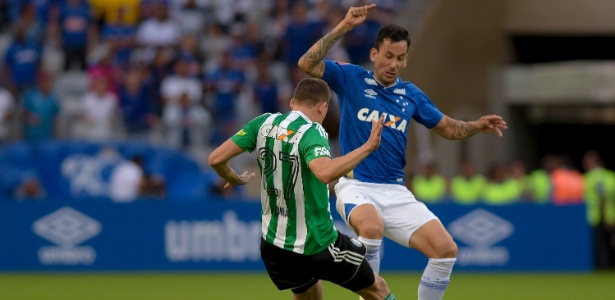 Matheus Galdezani, do Coritiba, aplica bela caneta em Ariel Cabral, do Cruzeiro, no Mineirão - © Washington Alves/Cruzeiro - © Washington Alves/Cruzeiro