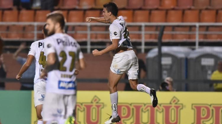 Felipe Aguilar comemora seu primeiro gol pelo Santos - Ivan Storti/Santos FC - Ivan Storti/Santos FC