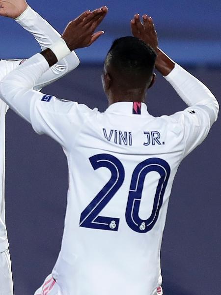 Vini Jr celebrates Real Madrid's Champions League goal in the 2020/21 season - Getty Images - Getty Images