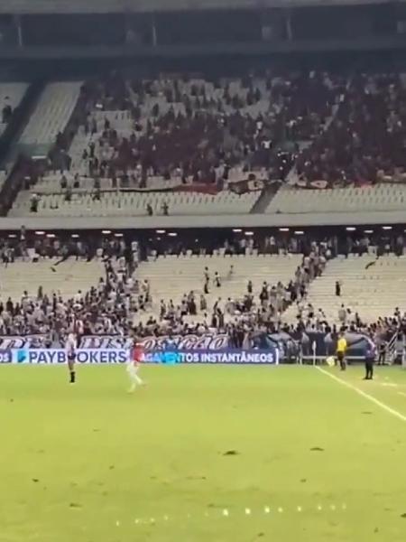 Briga entre torcedores marcou o duelo Ceará x Sport na Copa do Nordeste - Reprodução/Twitter @goleada_info