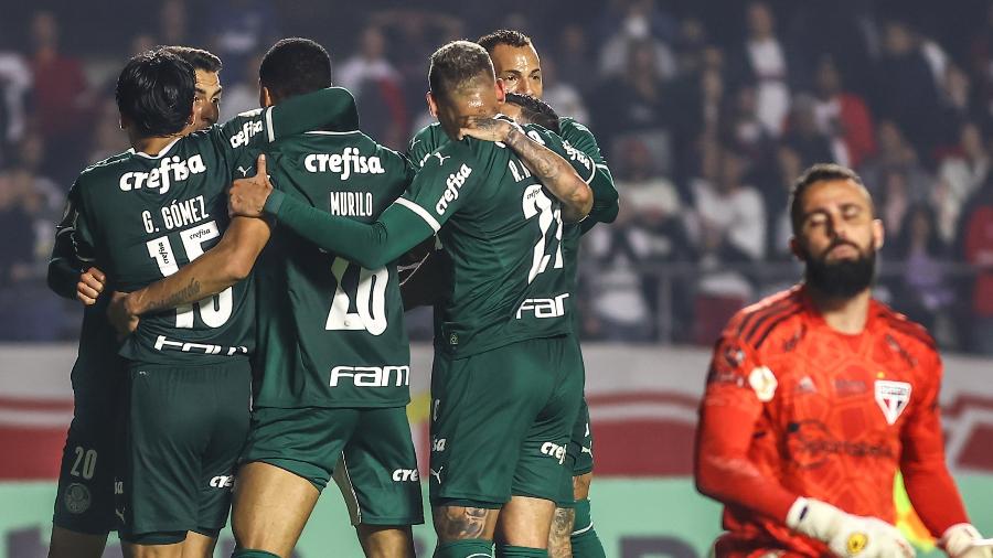 Murilo, jogador do Palmeiras, comemora seu gol contra o São Paulo - Marcello Zambrana/AGIF