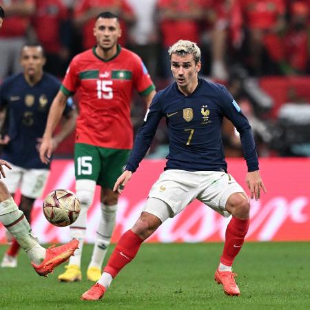 Griezmann, da França, na partida contra Marrocos na semifinal da Copa do Mundo - Kirill KUDRYAVTSEV / AFP