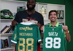 Campeão da NBA pelo Boston Celtics visita CT do Palmeiras e troca camisa com Abel - Cesar Greco/Palmeiras