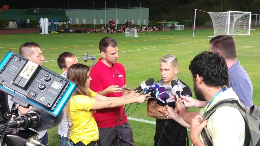 Soteldo, da Venezuela, durante entrevista coletiva no estádio de Pituaçu, onde a equipe treinou hoje - Gabriel Carneiro/UOL
