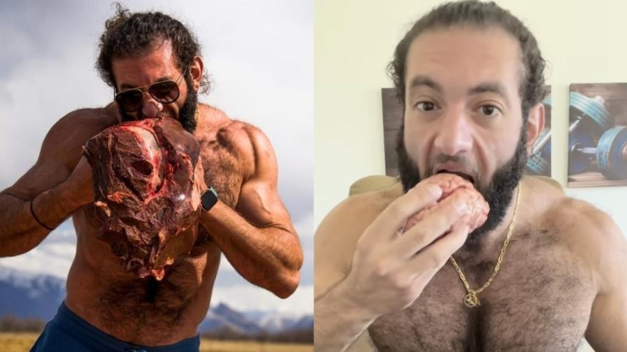 Weam Breiche, preparador físico, come carne crua - Reprodução/Instagram