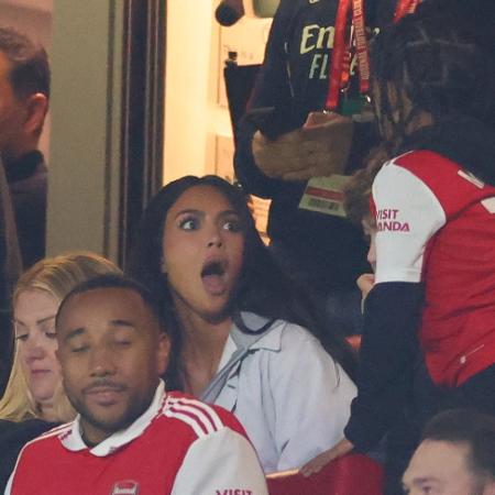 Kim Kardashian foi ao Emirates Stadium assistir a Arsenal x Sporting, pela Liga Europa - Marc Atkins/Getty