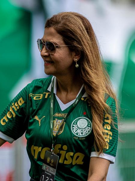 Leila Pereira, presidente do Palmeiras, na supercopa do Brasil, contra o São Paulo
