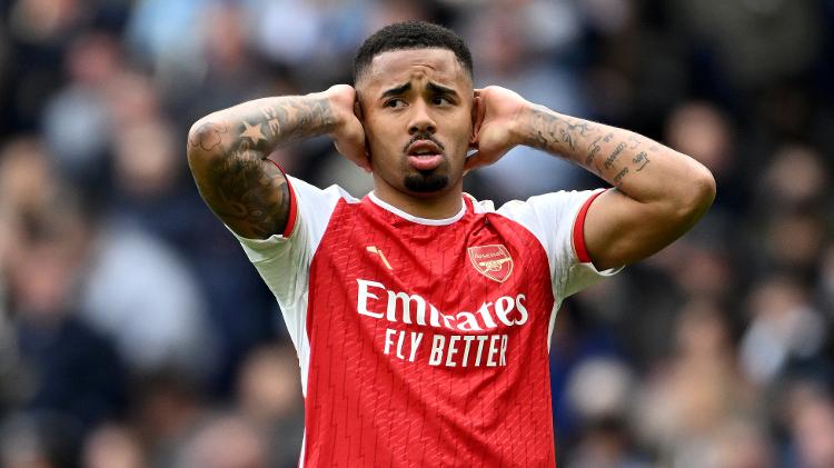 Gabriel Jesus, do Arsenal, durante partida do Campeonato Inglês