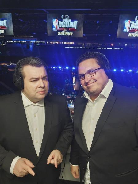 Rômulo Mendonça e Ricardo Bulgarelli, em registro durante a final da Copa NBA do ano passado pelo Amazon Prime Video