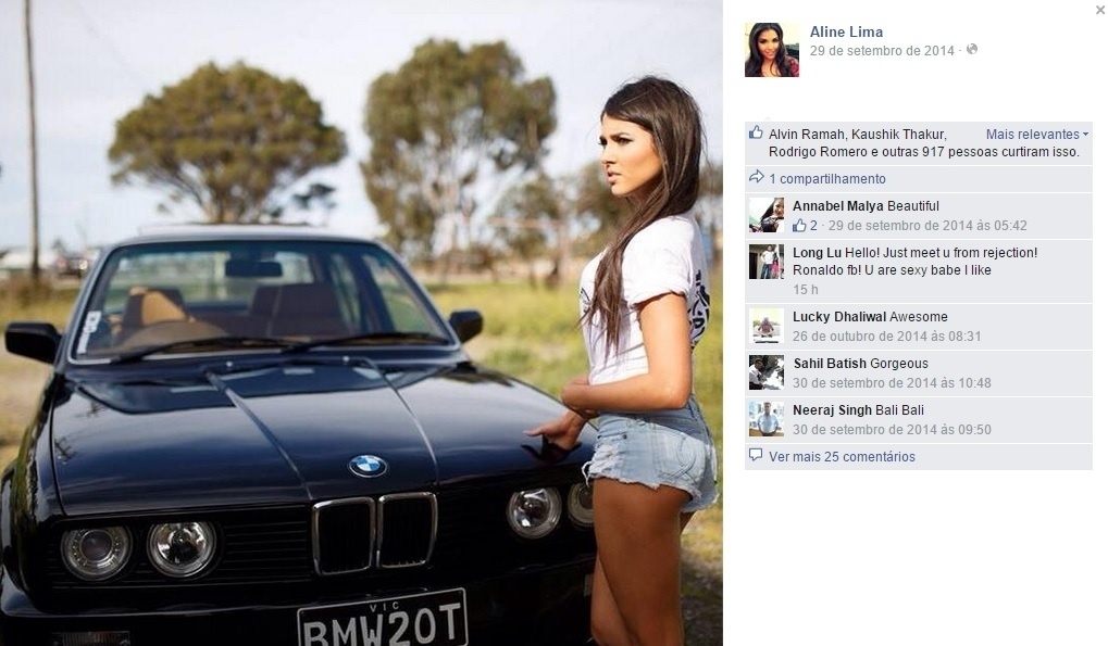 Aline Lima, modelo brasileira que deu o fora em Cristiano Ronaldo - Reprodução/Facebook
