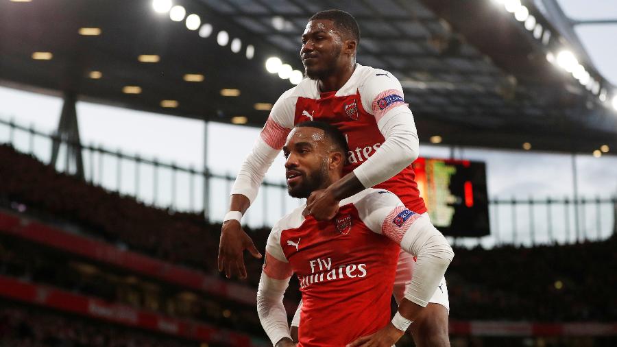 Lacazette comemora gol do Arsenal contra o Valencia - Reuters/Paul Childs