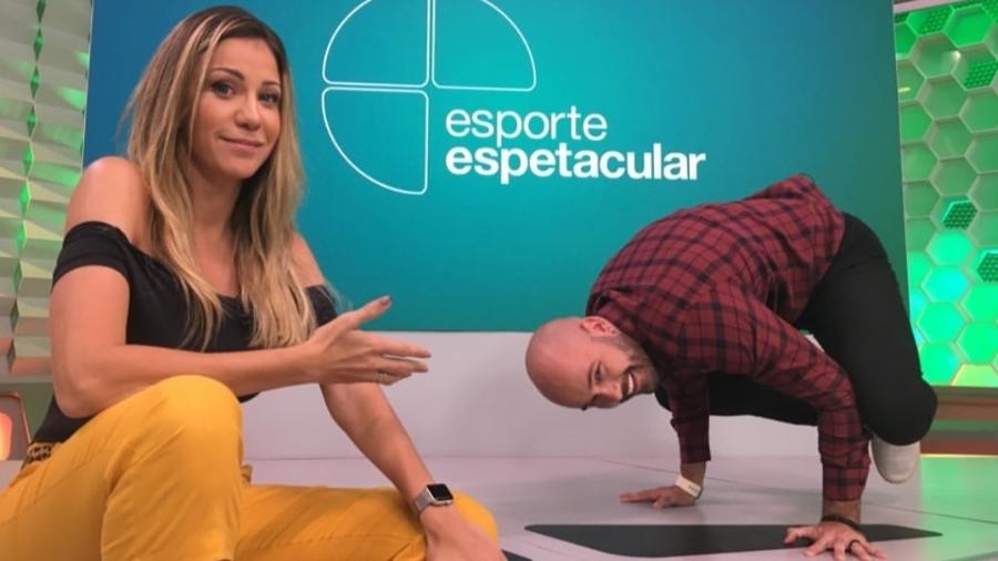 Bárbara Coelho e Lucas Gutierrez nos bastidores do Esporte Espetacular - Reproduçã/Stories