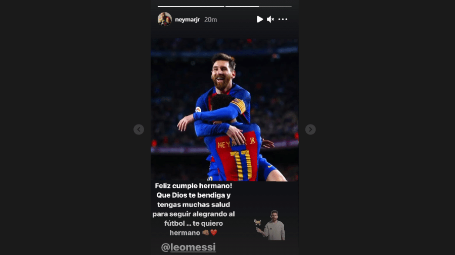 Neymar publicou foto para desejar feliz aniversário a Messi - Reprodução/Instagram