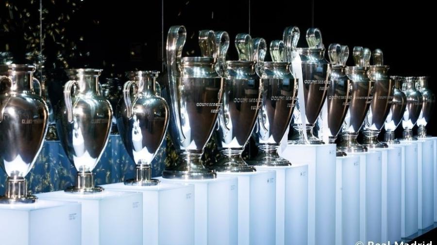 Sala de troféus do Real Madrid, o maior campeão da história da Liga dos Campeões com 13 títulos - Divulgação/Real Madrid