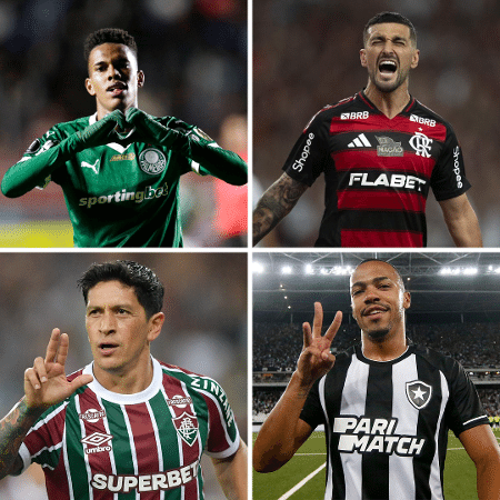 Times brasileiros que jogarão o Mundial tiveram jogos adiados no Brasileirão - Montagem Manuel Claure/REUTERS, Jorge Rodrigues/AGIF, Thiago Ribeiro/AGIF e Vitor Silva/Botafogo