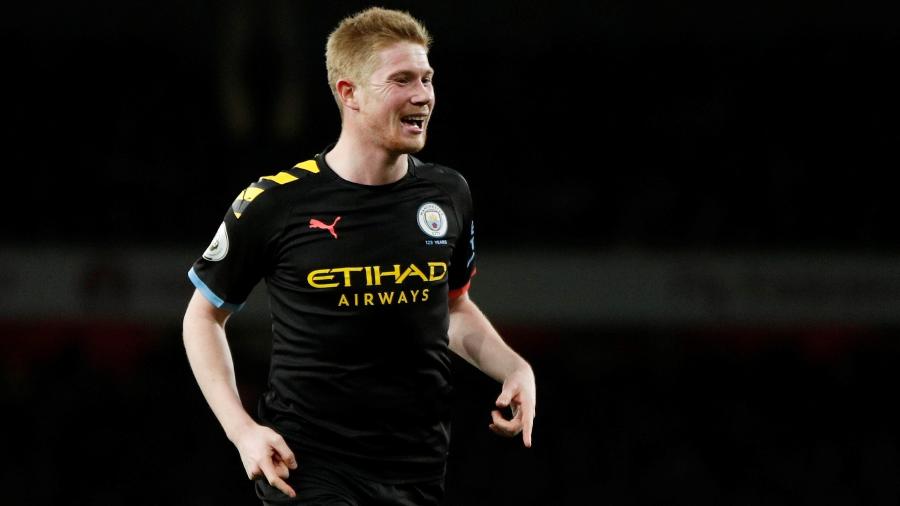 De Bruyne, do Manchester City, comemora gol sobre o Arsenal pelo Inglês  - Reuters/John Sibley 