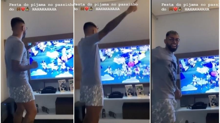 Gabigol dança enquanto assiste à festa do pijama do BBB 20 - Reprodução/Instagram