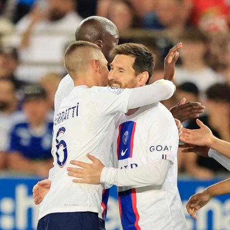 Lionel Messi, do PSG, comemora seu gol contra o Strasbourg, pelo Francês - Pascal Rossignol/Reuters