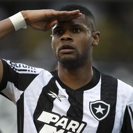 Júnior Santos, de cabeça, iniciou a contagem para o Botafogo, que ainda marcou com Jeffinho