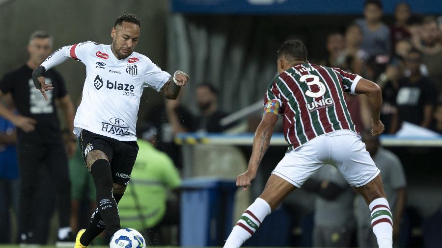 Neymar e Thiago Silva, em Fluminense x Santos Neymar e Thiago Silva, em Fluminense x Santos