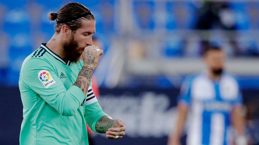 Sergio Ramos (foto) e Asensio marcaram para o Real; Leganés dependia de combinação de resultados para se salvar, mas não conseguiu - David S. Bustamante/Soccrates/Getty Images