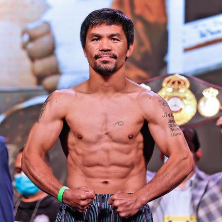 Manny Pacquiao na pesagem da última luta de sua carreira no boxe profissional, em 2021 - Reprodução/Instagram