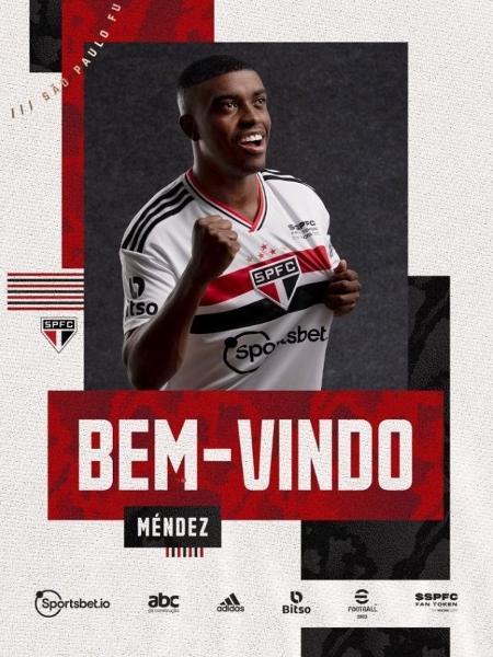 Jhegson Mendez, meio-campista do São Paulo - Divulgação/Twitter oficial do São Paulo
