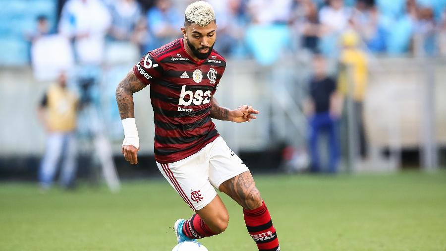 Gabriel, atacante do Flamengo, durante partida contra o Grêmio em Porto Alegre, pelo Campeonato Brasileiro - Pedro H. Tesch/AGIF