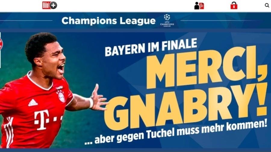 Jornal alemão Bild agradece Gnabry pela classificação do Bayern para a final da Liga dos Campeões - Reprodução