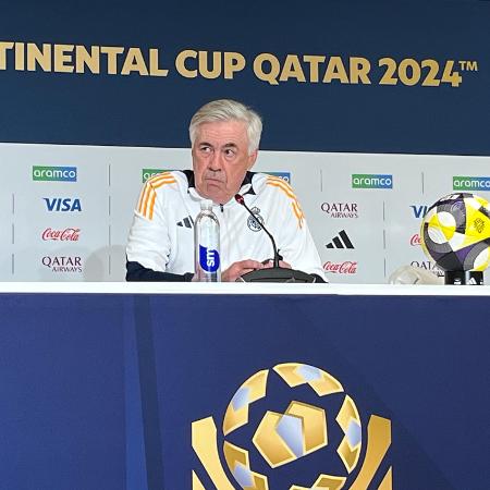 No Qatar, técnico Carlo Ancelotti recebeu muitas perguntas sobre o momento ruim do Real Madrid