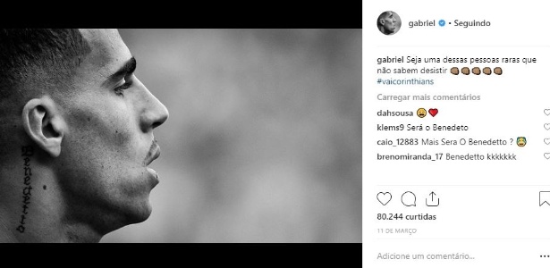 Tatuagem de Gabriel gerou confusão após post de artista responsável por "Benedetto" - Reprodução