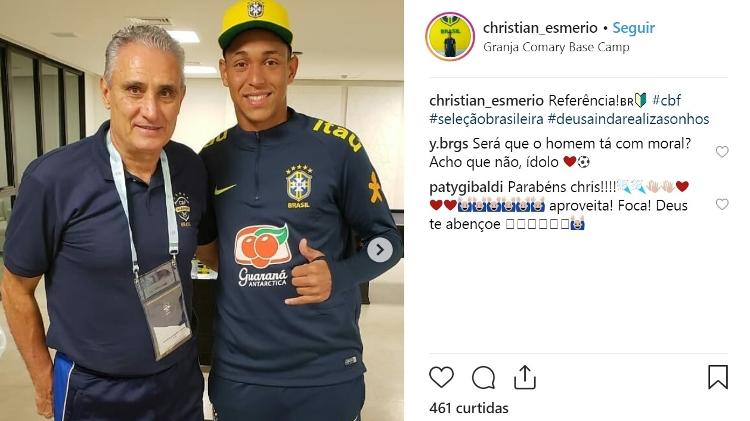 Christian e o treinador da seleção Tite - Reprodução Instagram - Reprodução Instagram