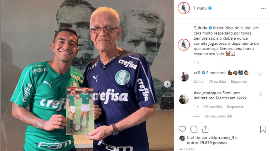 Dudu publica foto exaltando Ademir da Guia: "Nunca corneta jogadores" - reprodução/Instagram