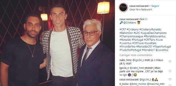 Cristiano Ronaldo no restaurante Cesar - Instagram/Reprodução - Instagram/Reprodução