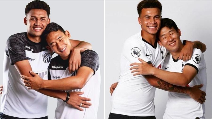 Ceará brinca com semelhança entre fotos de Delle Ali e Son e Felippe Cardoso e Chico - Divulgação/Ceará Sporting Club