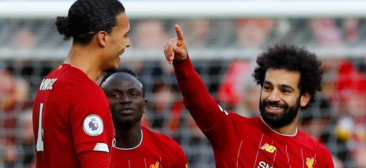 14.dez.2019 - Mohamed Salah comemora gol marcado sobre o Watford no Campeonato Inglês - Phil Noble/Reuters